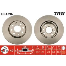 TRW DF4796 Fren Diski On 55700920 55700921 569024 (2 Adet Fiyatıdır)