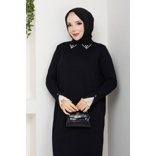 Pamuk Butik Kadın Kolu Dantelli Gömlek Yaka Elbise -PMK464