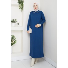 Pamuk Butik Kadın Kolu Dantelli Gömlek Yaka Elbise -PMK464