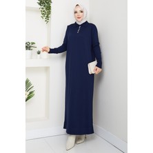 Pamuk Butik Kadın Nervür Yaka Detaylı Merserize Triko Elbise -PMK465