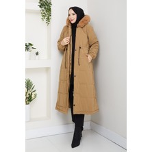 Pamuk Butik Kadın Beli Tünel Geçişli Astarlı Kapüşonlu Mont -PMK470