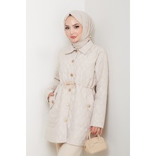 Pamuk Butik Kadın Beli Tünel Geçişli Büyük Beden Ceket Mont -PMK479