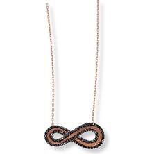 Oya Silver Rose Gold Siyah Işıltılı Infinity Hayalet Gümüş Kadın Sonsuzluk Kolye