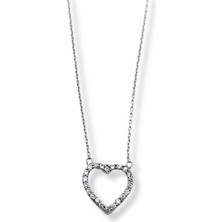 Oya Silver Beyaz Işıltılı Hearty Kalp Gümüş Kadın Hayalet Kolye