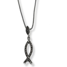 Oya Silver Markazit Işıltı Çevrili Gümüş Balık Kadın Kolye