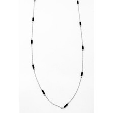 Oya Silver Ince Renkli Aralıklı Gümüş Zincir 45CM