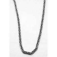 Oya Silver Yuvarlak Kalın Kral Gümüş Zincir Kolye 54CM Model 2.kalınlık Kod3