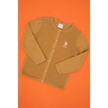 U.S. Polo Assn. Kız Çocuk Camel Düğmeli Bisiklet Yaka Triko Hırka 50316292-VR015