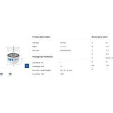 Ufi 2341800 Yag Filtresi 1109N6 1520800Q0F 1520800Q0H