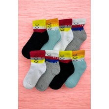 Tibo 8 Çift Burun Dikişsiz Güler Yüz Desenli Kışlık Kalın Havlu Çocuk Soket Çorap