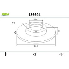 Valeo 186694 Arka Fren Diski 4246W9 4246X8 424952 (2 Adet Fiyatıdır)