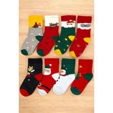 Tibo 8 Çift Burun Dikişsiz Kışlık Kalın Havlu Çocuk Soket Karışık Yılbaşı Çorabı