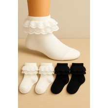 Tibo 4 Çift Yumuşak Dantelli Dikişsiz Kız Çocuk Çorabı