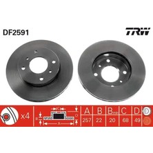 TRW DF2591 Fren Diski On 402064M405 4020671 40206710 (2 Adet Fiyatıdır)