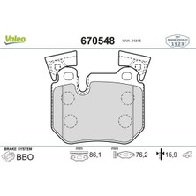 Valeo 670548 Arka Fren Balatasi 34216784808 34216791421 34216797863