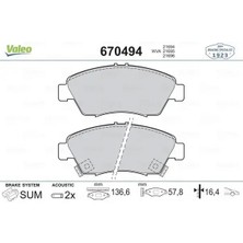 Valeo 670494 On Fren Balatasi 06450S5AE50 06450S5AG00 06450S5AJ00