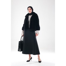 Plistre 2279_YÜKSEK Bel Tesettür Scuba Kumaş Puf Etek – Gizli Fermuar Kapamalı,  Kloş– Günlük ve Şık Kombin