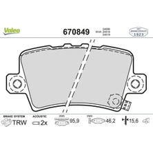 Valeo 670849 Arka Fren Balatasi 43022SMGE00 43022SMGE01 43022SMGE02