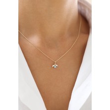 Zeyd Jewelry Şık ve Zarif Turkuaz Taşlı 14 Ayar Altın Kolye