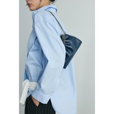 Suud Collection Lacivert Giorgia Zincirli Deri Mini Çanta