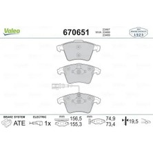 Valeo 670651 On Fren Balatasi 7H0698151 7H0698151B 7H0698151D