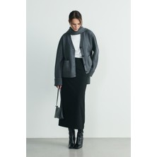 Suud Collection Gri Ura Triko Düğmeli Hırka