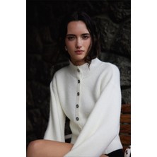 Suud Collection Ekru Mindy Balon Kol Triko Hırka