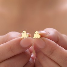 Vaoov 925 Ayar Gümüş Gold Hayalet Küpe