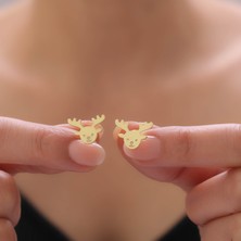 Vaoov 925 Ayar Gümüş Geyik Küpe