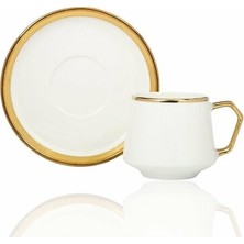 Çiftçiler Kahve Fincan Takımı 6 Kişilik Beyaz Gold