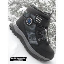 Ellaboni Erkek Çocuk Suya Soğuk Havaya Dayanıklı Cırtlı Içi Kürklü Siyah Kar Botu