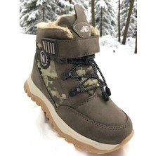 Ellaboni Erkek Çocuk Suya Soğuk Havaya Dayanıklı Cırtlı Içi Kürklü Siyah Kar Botu