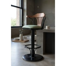 Dengema T168/75 Dönerli Bar Sandalyesi – Yeşil Deri Oturum, Modern Tasarım, Metal Gövde, 1 Parça