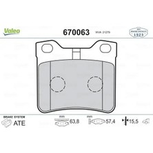 Valeo 670063 Arka Fren Balatasi 1611456880 1617253280 425130