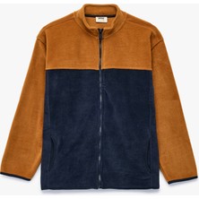 Koton Dik Yaka Uzun Kollu Renk Bloklu Fermuarlı Polar Sweatshirt