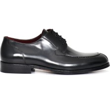 Tuna Hakiki Açma Deri Siyah Erkek Kösele Ayakkabı Bağcıklı - K1620