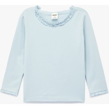 Koton Fırfırlı Uzun Kollu Bisiklet Yaka Pamuklu Basic Tişört