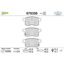 Valeo 670350 Arka Fren Balatasi 43022TA0A80 43022TA0A81 43022TL1G00