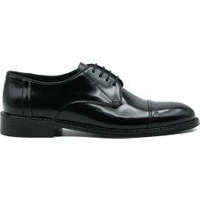 Tuna Hakiki Deri Siyah Derby Erkek Ayakkabı - K021 Kösele Tabanlı Platform Bağcıklı