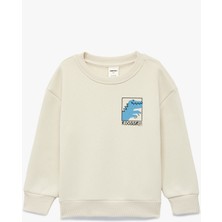 Koton Dinozor Baskılı Uzun Kollu Bisiklet Yaka Oversize Sweatshirt