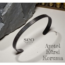 Seo Jewelry Ayetel Kürsi Manevi Koruma Çelik Siyah Bileklik