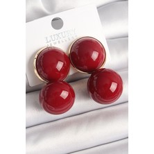 SKY Toptan Pirinç Gold Renk Kırmızı Boncuk Model Kadın Küpe