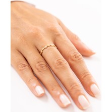 Zeyd Jewelry Yaprak Formlu Taşlı 14 Ayar Altın Yüzük