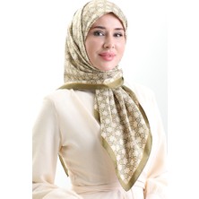 Karaca Geometrik Desenli Reyon Eşarp 82020-10 Yeşil Krem