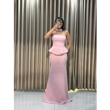 Kaleiçi Yıldızlar Pudra Staplez Balık Model Abiye 9767