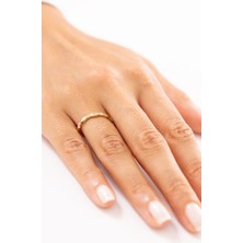 Zeyd Jewelry Oval Detaylı Taşlı 14 Ayar Altın Yüzük