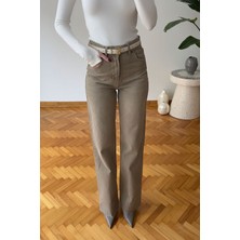 Magarde Geniş Kesik Paça Premium Jean- Bej