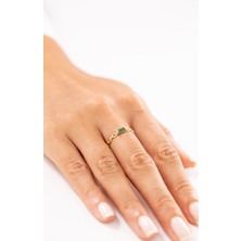 Zeyd Jewelry Yeşil Taşlı Zincir Model 14 Ayar Altın Yüzük