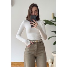 Magarde Parmak Geçmeli Uzun Kollu Body- Ekru