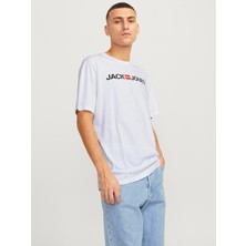 Jack & Jones JJECORP LOGO TEE SS CREW Beyaz Erkek Kısa Kol T-Shirt %100 Pamuk Rahat Kesim Günlük Stil